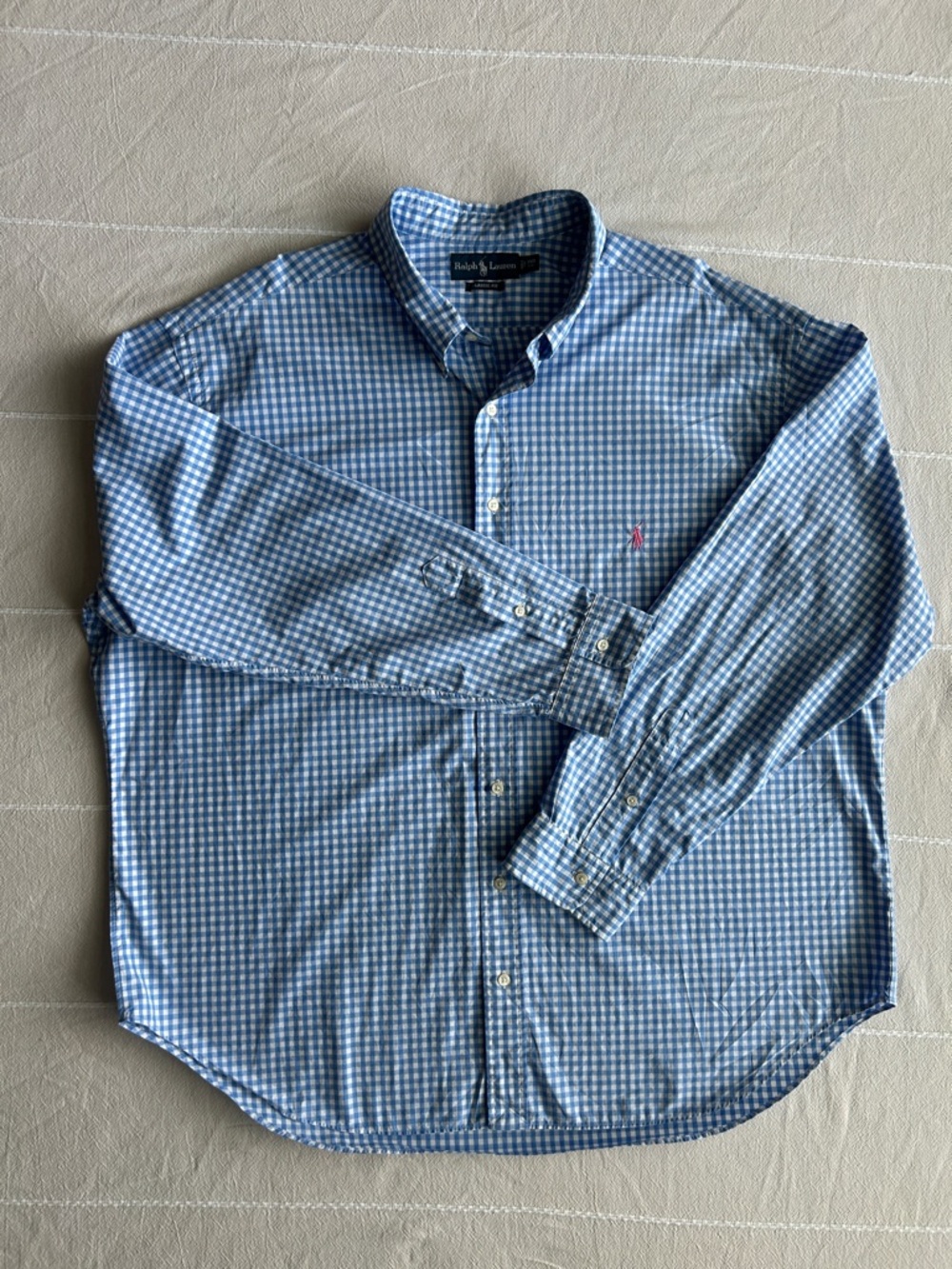 Ralph Lauren Blue & White Gingham Button-Down Shirt